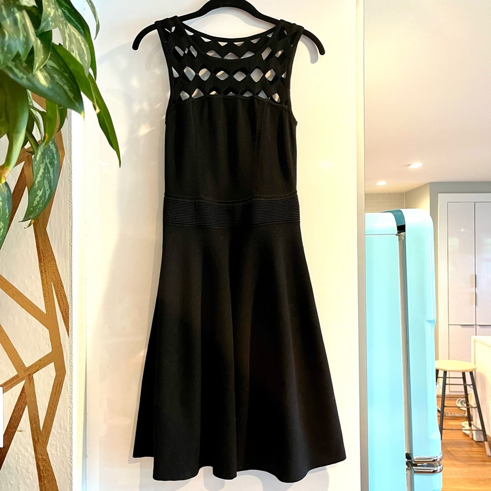 Milly Black knit dress with cut out details
